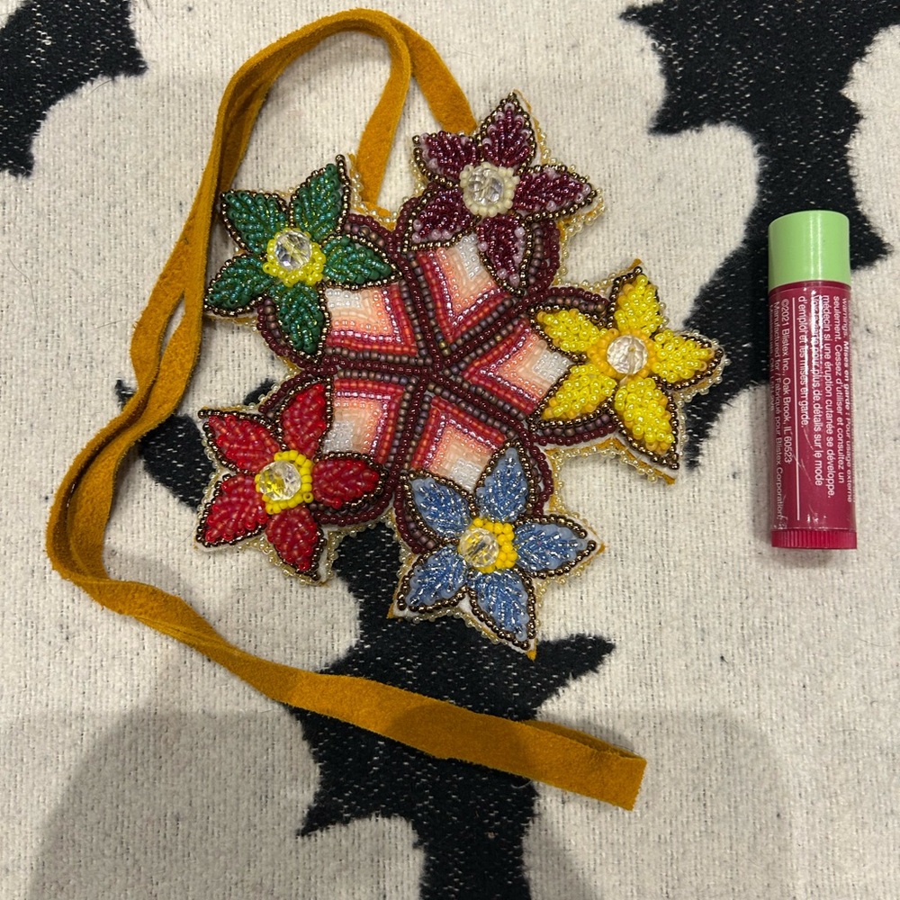 Colorful Beaded Floral Medallion
